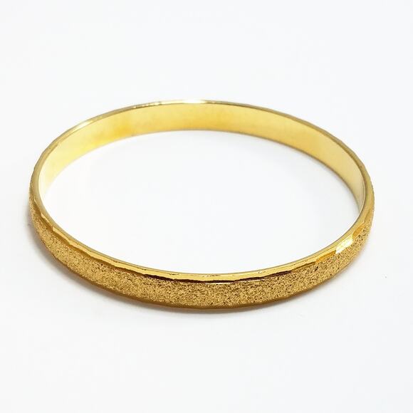 Vintage Monet Gold Plated Textured Bangle Bracelet, Size S, 1970s - Picture 9 of 10